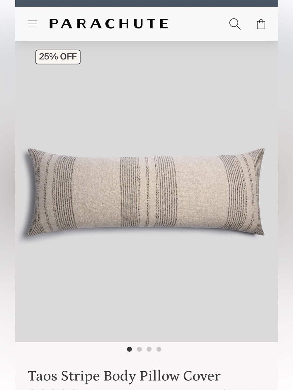 ISO Parachute Taos Stripe Body Pillow Cover in Natural and Gray